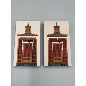 The Cat's Meow Victorian Outhouse Wooden Accessory Shelf Sitter Decor Set Of 2